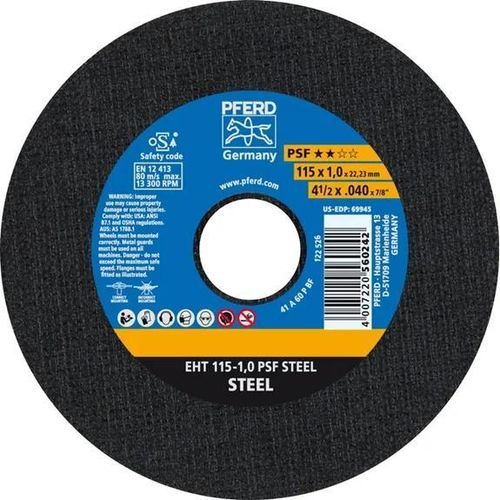 Disco de corte para metais - EHT 115-1,0 PSF - PFERD - para aço / em aço / fino