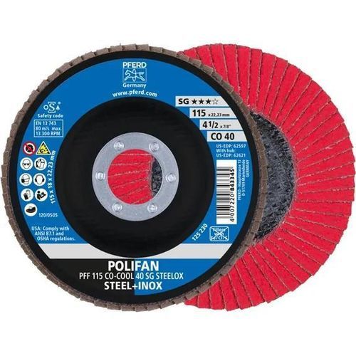 Disco lamelar para aço inoxidável - PFF 115 CO-COOL 40 SG STEELOX - PFERD - de acabamento / de polimento