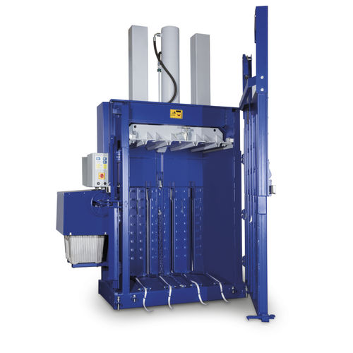 Prensa enfardadeira para papelão - BalePress 18 - Strautmann Umwelttechnik - para filme plástico / vertical / com abertura frontal