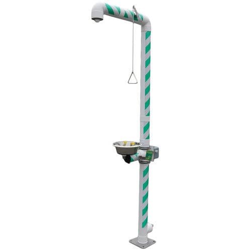 Chuveiro de segurança de piso - MB 250/30 series - Matcon B.V. - em material plástico / com lava-olhos/face / para ambiente externo