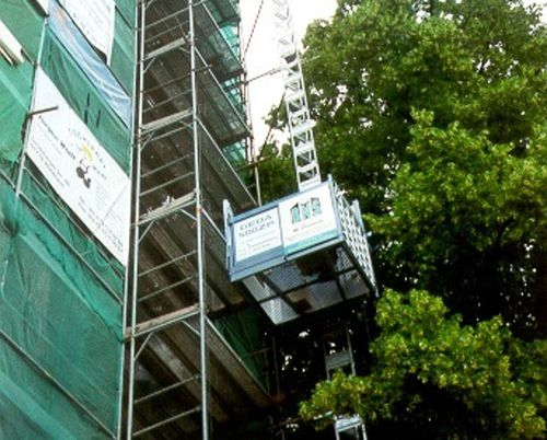 Monta-cargas de pinhão e cremalheira - 500 Z DUO - GEDA GmbH - para materiais de construção / com colunas telescópicas