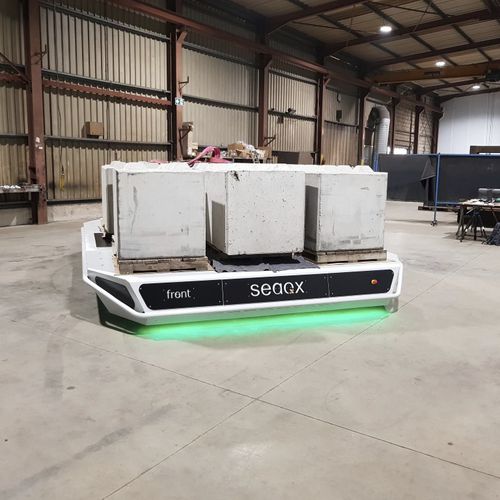 Transportador elétrico com 2 eixos - 20T omni transporter + 6D-deck - Seaqx NV - omnidirecional / comandado por rádio-controle / de orientação óptica