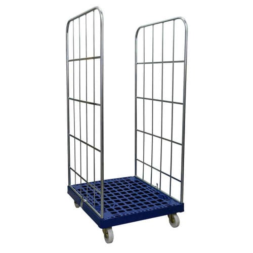 Container aramado com rodas com prateleiras - MRP070815-2S-BL - Arcawa GmbH - de tela metálica / 2 tabuleiros / com base em plástico