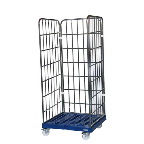 Container aramado com rodas multiusos - MRP0807-3S-BL - Arcawa GmbH - com prateleiras / de tela metálica / 3 tabuleiros