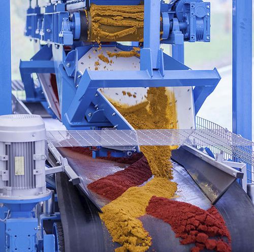 Tremonha de distribuição - EURO COLORMIX  - EUROMECC - para concreto / com esteira transportadora