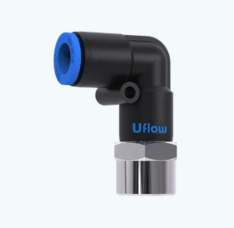 Conexão pneumática - VO series - UFLOW AUTOMATION - com rosca / cotovelo de 90° / metálica