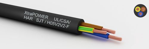 Cabo de alimentação - XtraPOWER UL/SJT - HAR/H05V2V2-F - MediKabel GmbH - isolado / multifilamentos / em cobre