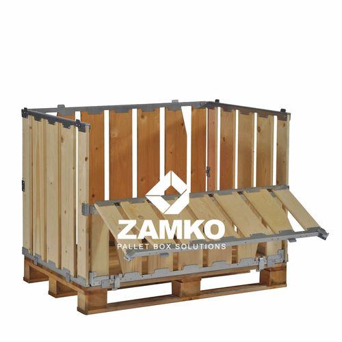 Caixa-palete em madeira - MPB.e70.PF - ZAMKO - de armazenamento / para peças pequenas / dobrável