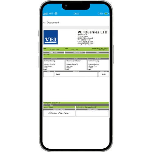 Aplicação móvel de gestão - LOAD 'N SIGN - VEI - Android / para smartphone