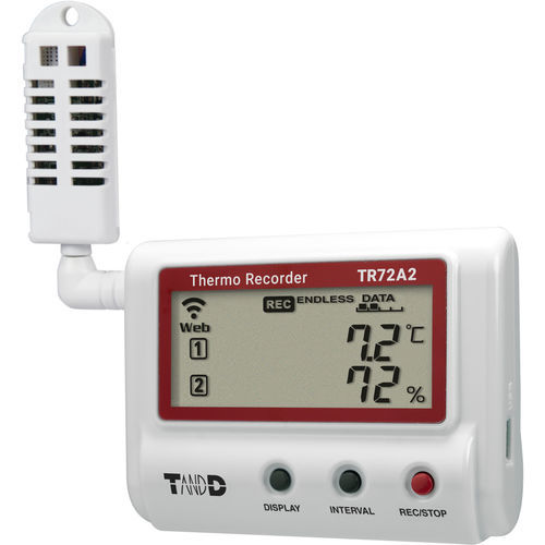 Registrador de dados sem fio - TR72A2 - T&D Corporation - de temperatura e umidade / USB / com display LCD