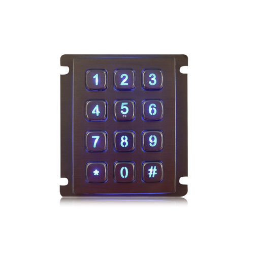 Teclado numérico 12 teclas - K-TEK-A68KP-BL-DWP - Key Technology China Limited - embutido / metálico / em aço inoxidável