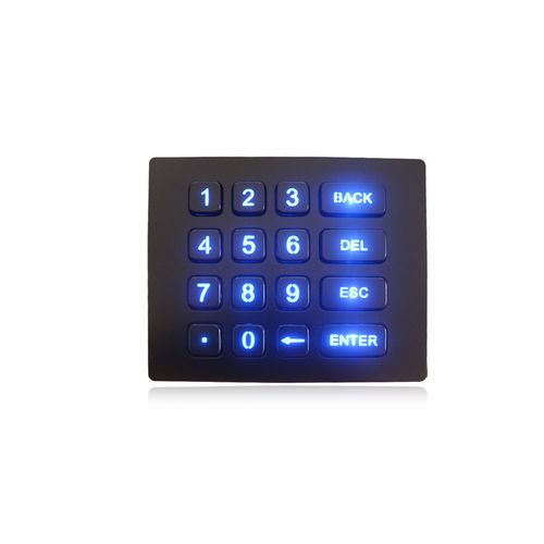 Teclado numérico 16 teclas - K-TEK-A120KP-BL-BT-DWP - Key Technology China Limited - embutido / em inox escovado / em titânio negro
