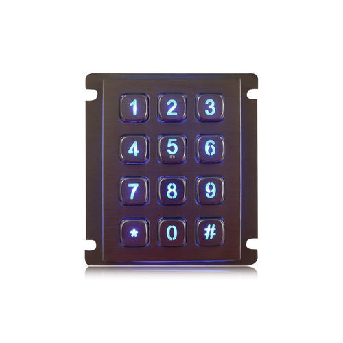 Teclado numérico 12 teclas - K-TEK-A68KP-AC-BL-DWP - Key Technology China Limited - embutido / em aço inoxidável / IP65