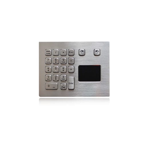 Teclado numérico 18 teclas - K-TEK-A160TP-KP - Key Technology China Limited - mouse integrado com 2 teclas / embutido / em inox escovado