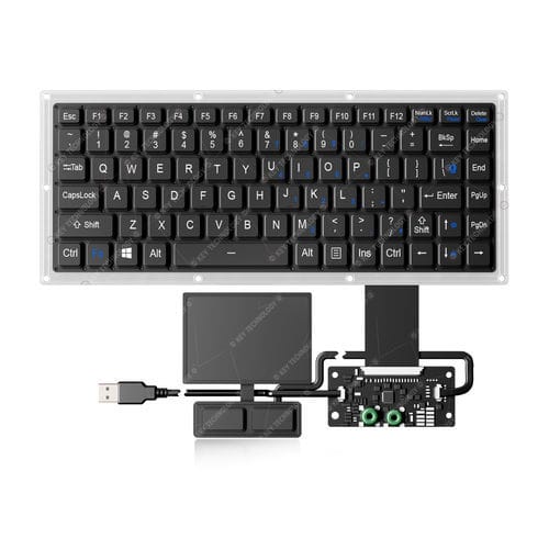 Teclado embutido - K-TEK-V296-FN-BL-FC-PR-ANA-151B-DWP+TP85+2K - Key Technology China Limited - com interruptores de tesoura / 86 teclas / mouse integrado com 2 teclas