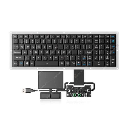 Teclado embutido - K-TEK-V356KP-FN-BL-FC-PR-ANA-151B-DWP+TP85+2K - Key Technology China Limited - com interruptores de tesoura / mouse integrado com 2 teclas / 102 teclas
