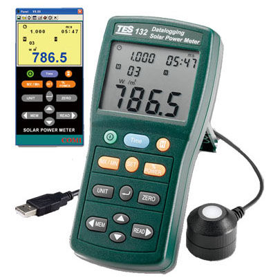 Medidor de potência digital - TES-132 - TES Electrical Electronic Corp. - portátil / USB / para aplicações fotovoltaicas