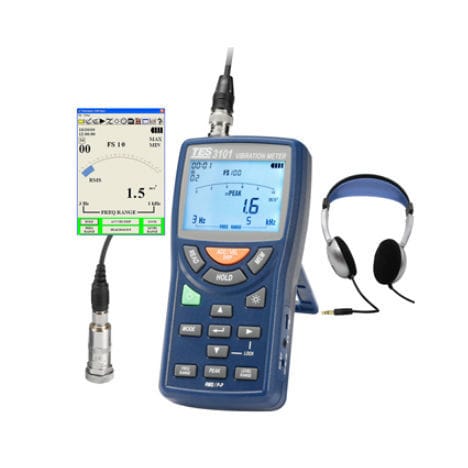 Medidor de vibração de monitoramento de máquina - TES-3101 - TES Electrical Electronic Corp. - portátil / digital / acelerômetro