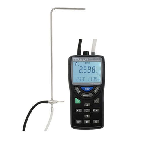 Anemômetro com tubo de Pitot - TES-314 series - TES Electrical Electronic Corp. - digital / portátil / USB