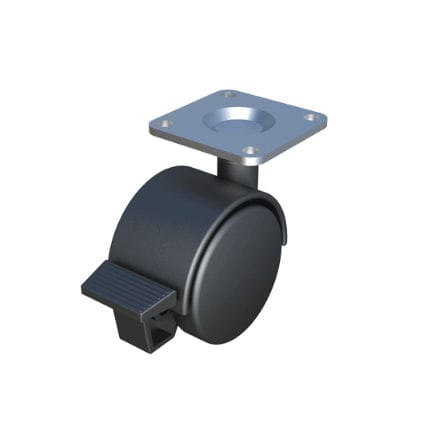 Rodízio fixo - RSIT - ISC PLASTIC PARTS - com placa de fixação / com freio / para móveis