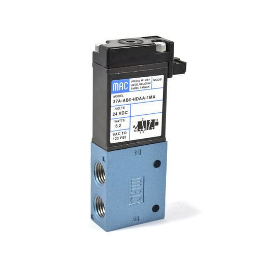 Válvula direcional pneumática tipo poppet - 37 Series - MAC Valves - acionada por solenoide / 3/2 vias / miniatura
