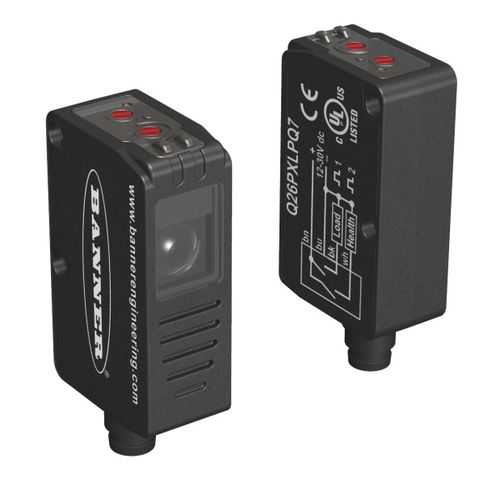 Sensor fotoelétrico retangular - Q26 SERIES CLEAR OBJECT SENSOR - BANNER ENGINEERING CORP. - luz vermelha / compacto / polarizado
