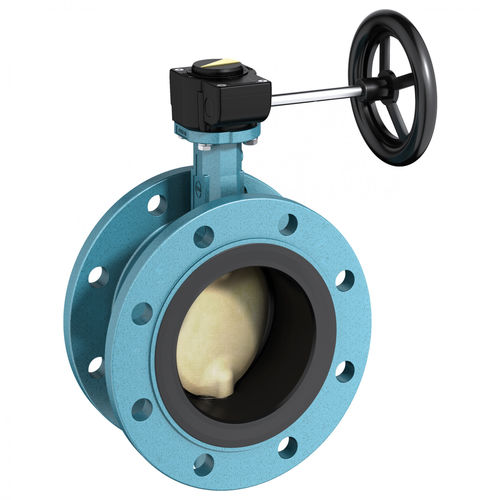 Válvula borboleta - F 012-A - EBRO ARMATUREN Gebr. Bröer GmbH - com volante / para águas residuais / com flange dupla