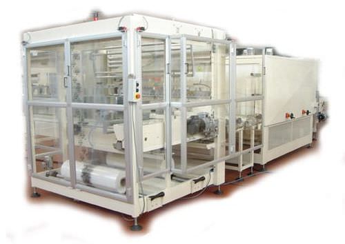 Enfardadeira automática - H130 -A90&deg;T - MACDUE - com túnel de retração / de alta velocidade
