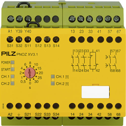 Relé de segurança de freio de emergência - PNOZ XV3.1 - PILZ - CC / CA / temporizador