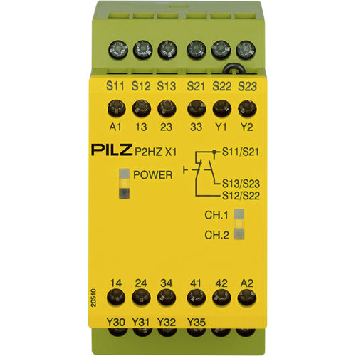 Relé de segurança para comando bimanual - P2HZ X1 - PILZ - para botão de comando / para montagem em painel / plug-in