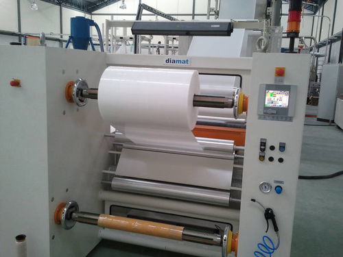 Rebobinadeira de filme plástico - diamat Maschinenbau GmbH - semiautomática / para linha de extrusão