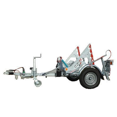Carreta porta-bobinas - 150 TF - CABLE EQUIPEMENTS - para transporte e instalação de cabos / com 1 eixo / com sistema de freio inercial