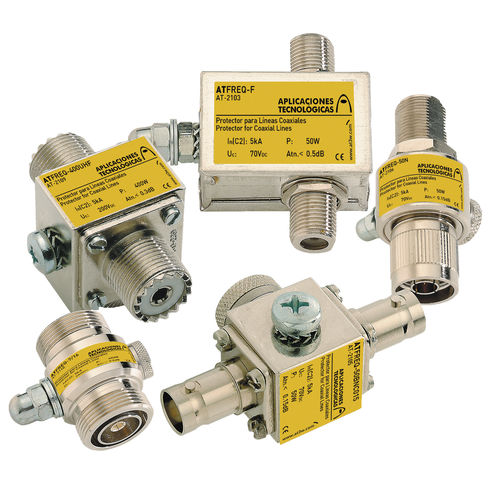 Dispositivo de proteção contra surtos para cabo coaxial RF - ATFREQ-50UHF - Aplicaciones Tecnológicas, S.A. - coaxial com terminação BNC