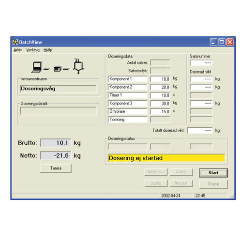 Software de monitoramento - BatchView - Nobel Weighing Systems - de visualização / de controle / para banco de dados ODBC