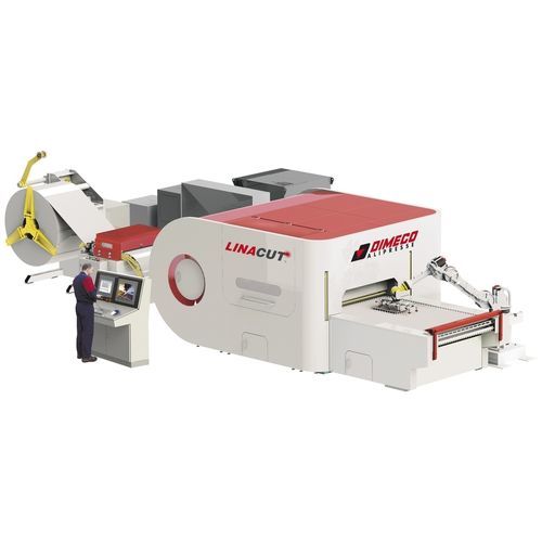 Linha de corte a laser de fibra - DIMECO - para metais / empilhadora / alimentada por bobina