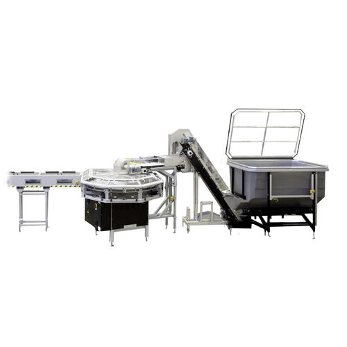 Alimentador para embalagem pré-formada - EasyFEED - SIDEL - de esteira / compacto / para linha de embalagem