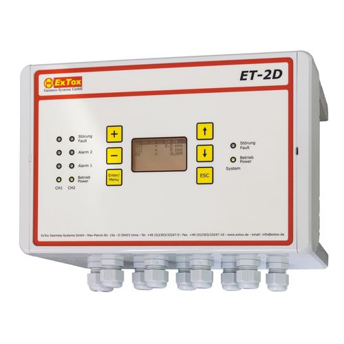 Central de detecção de gás com display LCD - ET-2D series - ExTox Gasmess-Systeme - para fixação em trilho DIN / de parede / de gases tóxicos