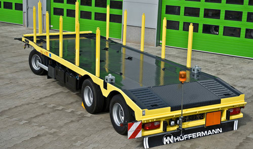 Carreta prancha - Hüffermann Transportsysteme GmbH  - de obras / com 3 eixos