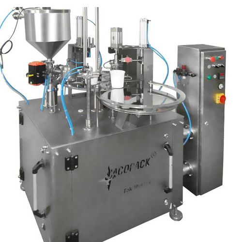 Envasadora-seladora de copos - TEK1 - Jacopack - controlada por CLP / rotativa / para produtos cosméticos