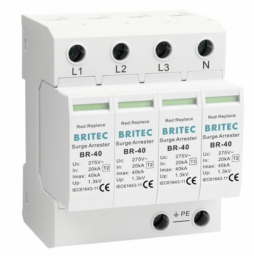 Dispositivo de proteção contra surtos de tipo 2 - BR-40 4P series - Britec Electric Co., Ltd - classe IEC II / de instalação elétrica / de telesinalização