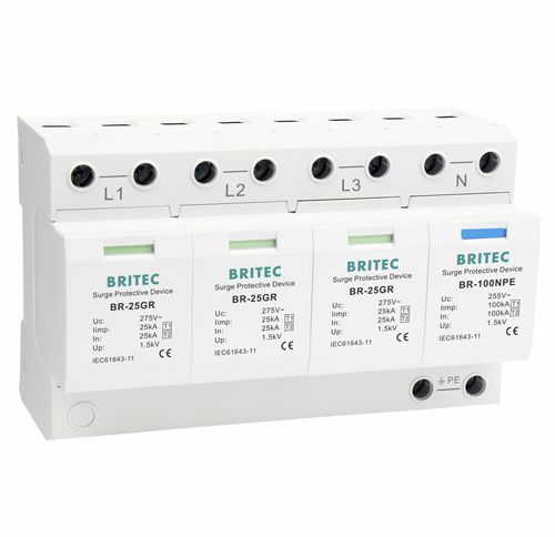 Dispositivo de proteção contra surtos de tipo 1 - BR-25GR 3+1 series - Britec Electric Co., Ltd - classe I / de instalação elétrica / para linha elétrica