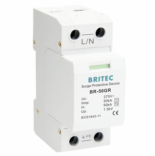 Dispositivo de proteção contra surtos de tipo 1 - BR-50GR 1P series - Britec Electric Co., Ltd - de tipo 2 / classe I / classe II