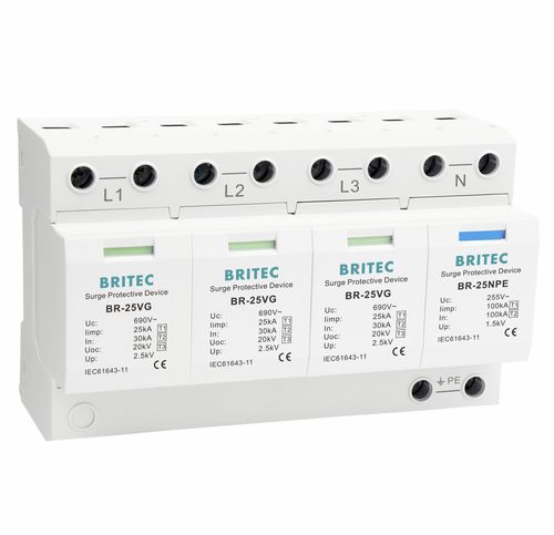 Dispositivo de proteção contra surtos de tipo 1 - BR-25VG 3+1 series - Britec Electric Co., Ltd - de tipo 2 / de tipo 3 / classe I