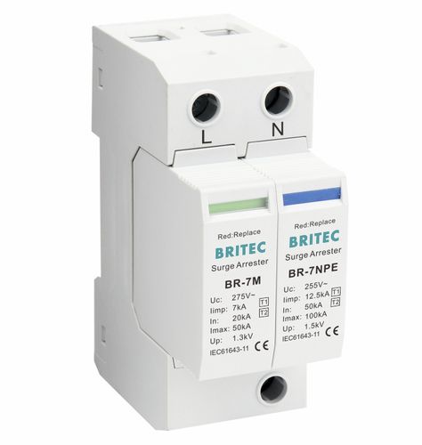 Dispositivo de proteção contra surtos de tipo 1 - BR-7M 1+1 series - Britec Electric Co., Ltd - de tipo 2 / classe I / classe II