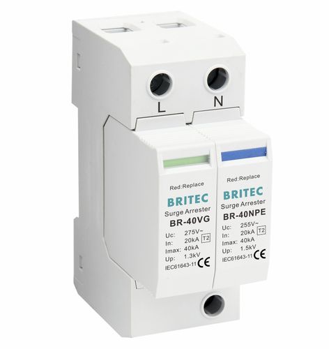 Dispositivo de proteção contra surtos de tipo 2 - BR-40VG 1+1 series - Britec Electric Co., Ltd - classe II / de instalação elétrica / modular
