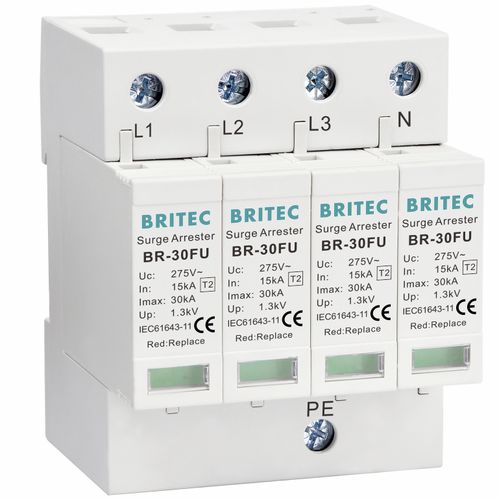 Dispositivo de proteção contra surtos de tipo 2 - BR-30FU 4P series - Britec Electric Co., Ltd - classe II / de instalação elétrica / de telesinalização