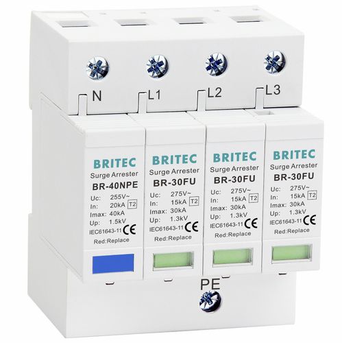 Dispositivo de proteção contra surtos de tipo 2 - BR-30FU 3+1 series - Britec Electric Co., Ltd - classe II / de instalação elétrica / de varístor