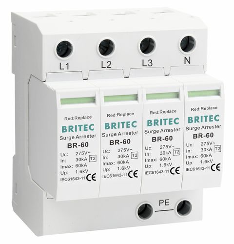 Caixa de limitador de sobretensão 4 polos - BR-60 4P series - Britec Electric Co., Ltd - de tipo 2 / classe II / de telesinalização