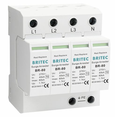 Dispositivo de proteção contra surtos de tipo 2 - BR-80 4P series - Britec Electric Co., Ltd - classe II / de instalação elétrica / de telesinalização