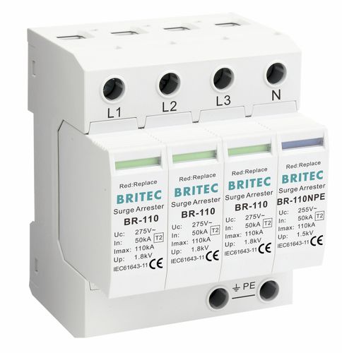 Dispositivo de proteção contra surtos de tipo 2 - BR-110 3+1 series - Britec Electric Co., Ltd - classe II / de instalação elétrica / de telesinalização